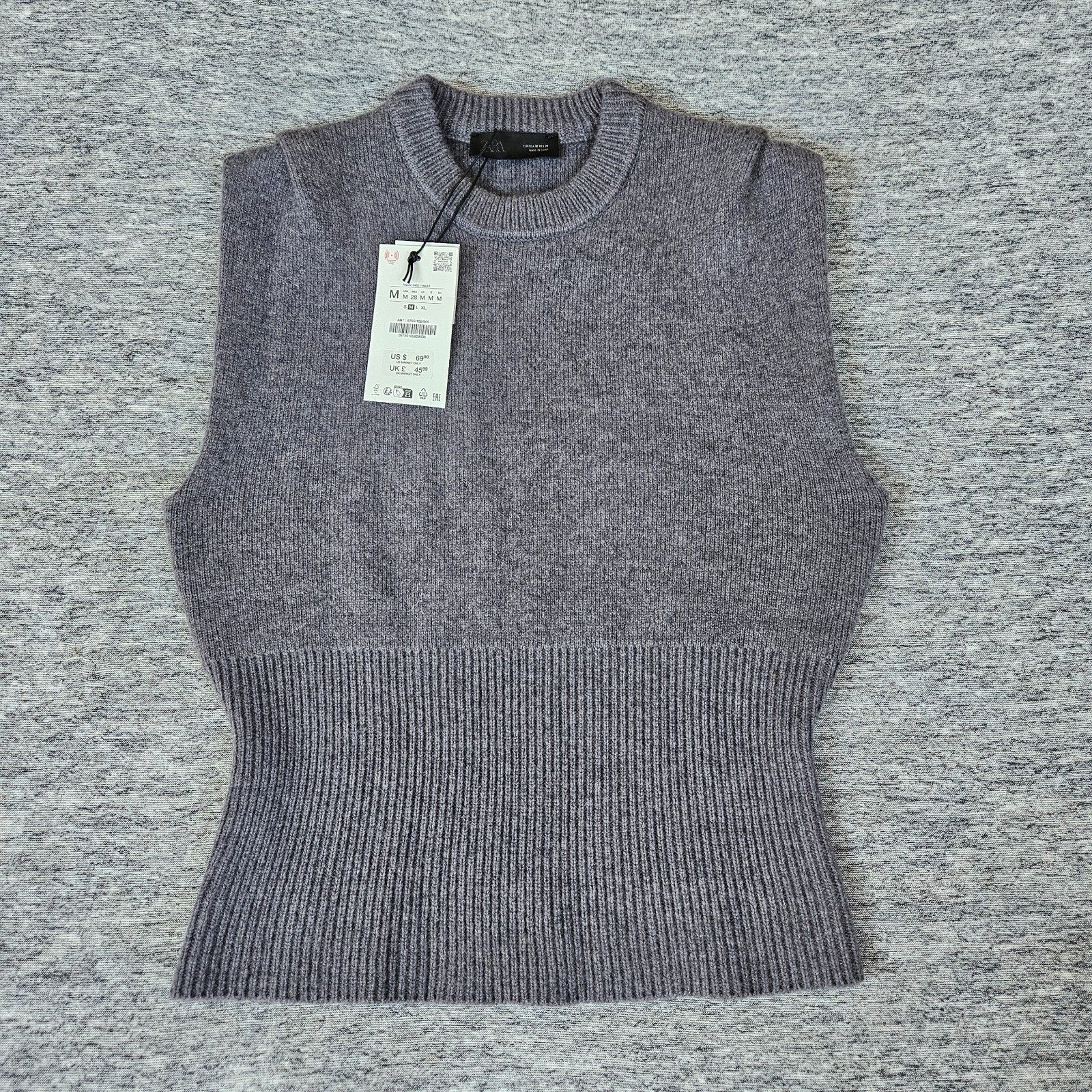 Nwt Zara Womens Gray Sleeveless Vest 94 Wool Blend Size Medium Brand New Nwt Zara Womens Gray Sleeveless Vest 94 Wool Blend Size Medium Brand New